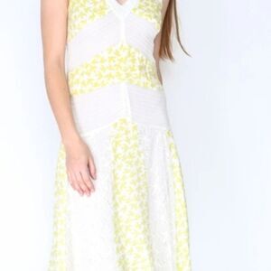 Anthropologie Yellow and White Midi Dress